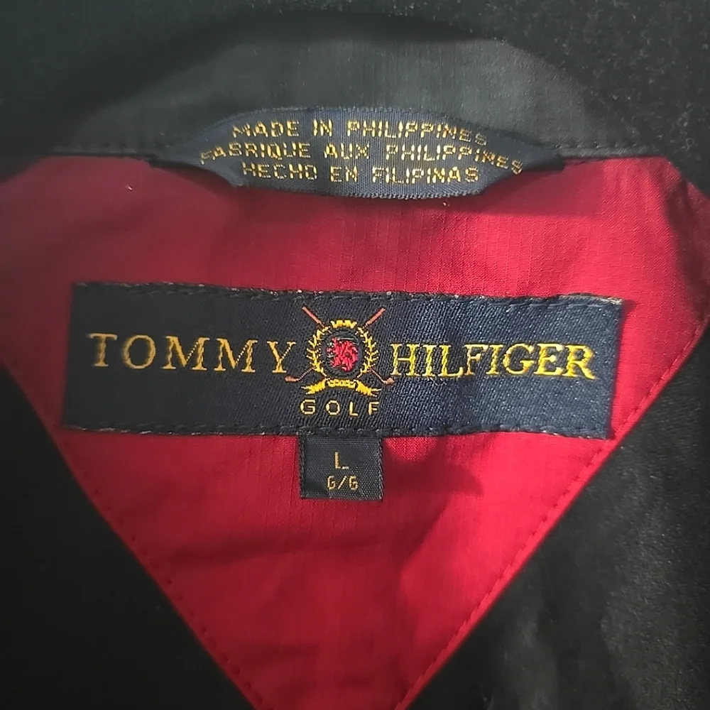 Tommy Hilfiger‎ Golf Vintage Black Windbreaker Jacket Men's Size Large Logo